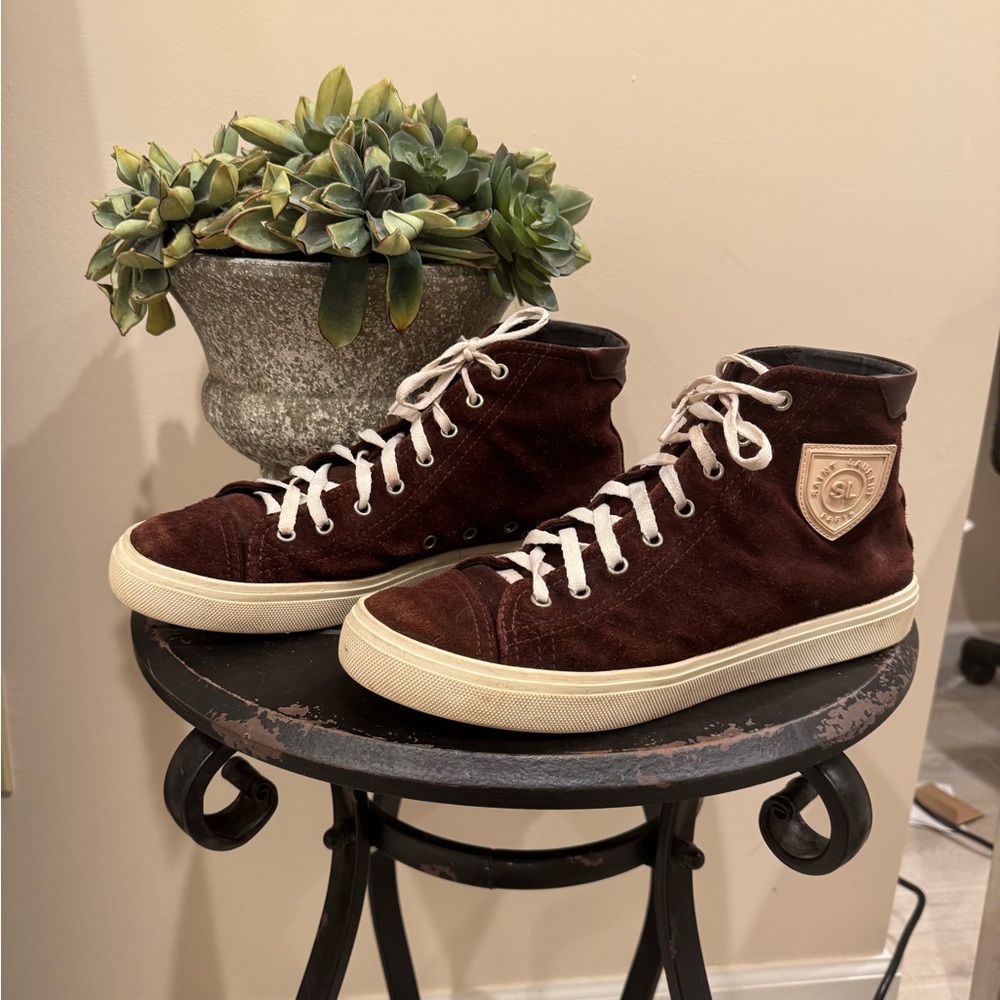 Saint Laurent Men's Brown High-Top Sneakers - Picture 2 of 4